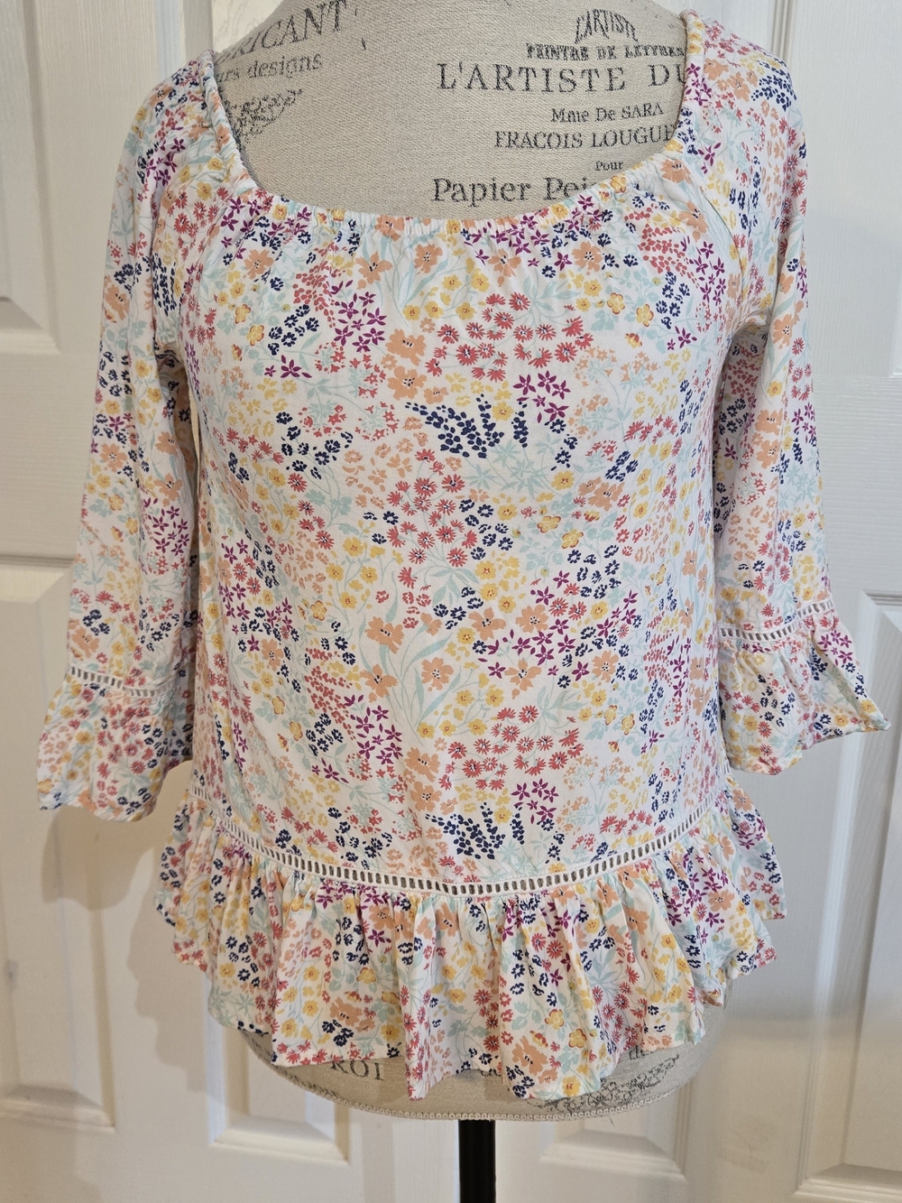Mudd Girls Floral Ruffle Hem Dress - Navy, Pink, Yellow, Cream